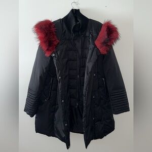 Noize Priya Mid Length Parka with faux fur trim